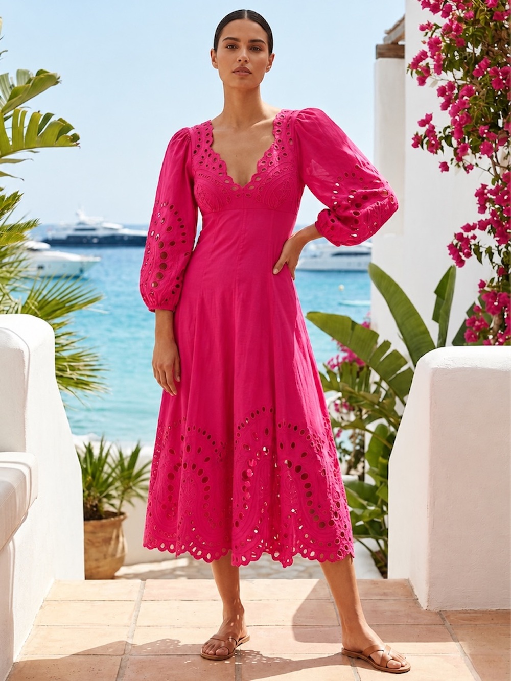 Charo Ruiz Corbin Midi Dress Fuchsia Sealace